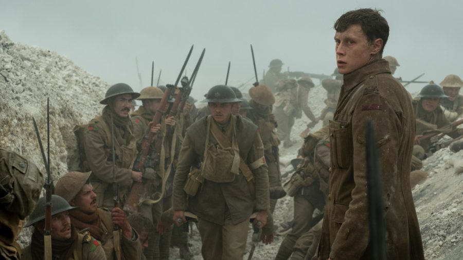 Schofield+%28George+MacKay%2C+foreground%29+with+fellow+soldiers+in+1917%2C+the+new+epic+from+Oscar%C2%AE-winning+filmmaker+Sam+Mendes.