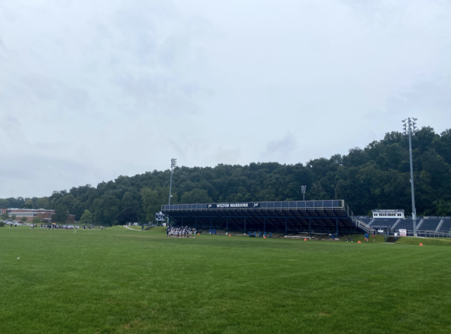 The WHS football team now schedules practices on the field in front of Fujitani due to turf closure.