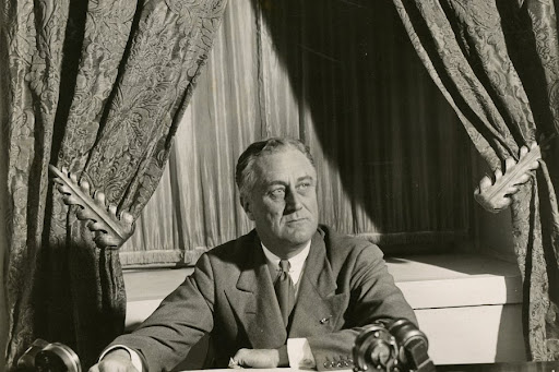 FDR delivering a “fireside chat.”